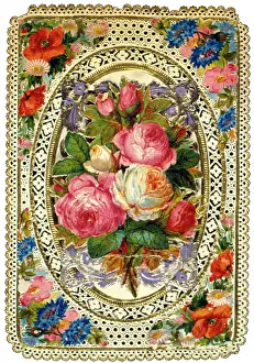 Delicate: Roses with decorative floral border