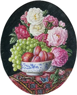 Plums: Roses with Green Grapes and Plums