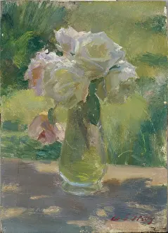 Stannus: Roses in Sunlight ' in a glass vase