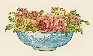 Spode: Roses in a Willow Pattern bowl