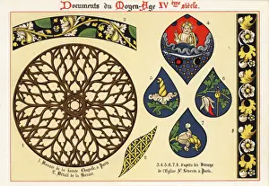 Xve Siecle: Rosette window and stained glass windows, 15th century
