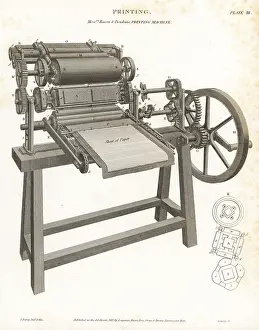 Farey: Rotary press printing machine patented by Bacon and Donkin
