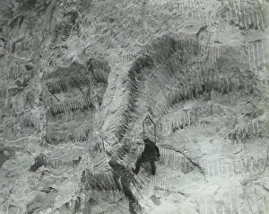 Midwest: Rough form of Mount Rushmore head, carved by dynamite