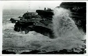 Caves: Rough Sea at the Caves, Filey, Yorkshire