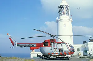 Scillies: Round Island Lighthouse, Isles of Scilly, Service Helicopter