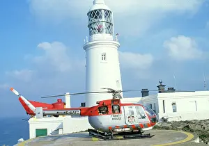 Scillies: Round Island Lighthouse, Isles of Scilly, Service Helicopter
