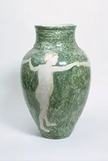 Earthenware: Round vase with children decoration