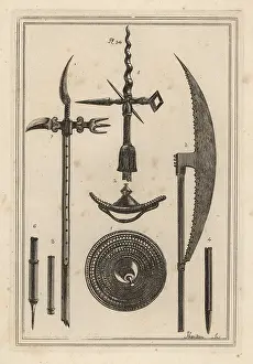 Roundel: Roundel, battle axe and pole axe