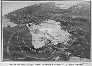 Route taken to the South Pole by different expeditions