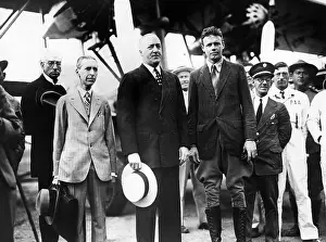 Stopover: front row: American pilot Charles Lindbergh ?