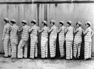 A row of girl students photographed