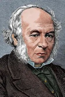 Reform: Rowland Hill (1795-1879). Engraving. Colored