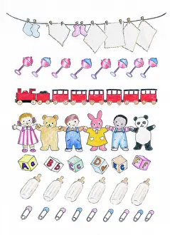Booties: Rows of baby things