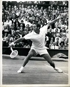 Roy Emerson in tennis match at Wimbledon