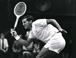 Pilic: Roy Emerson in tennis match at Wimbledon