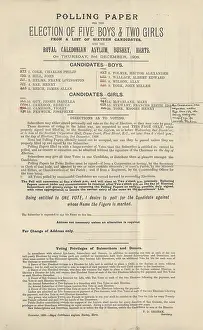 Admitted: Royal Caledonian Orphan Asylum, Bushey - Polling Paper