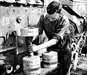 Popularly: Royal Engineer adjusting a Flying Dustbin charge