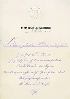 Menus: Royal lunch menu
