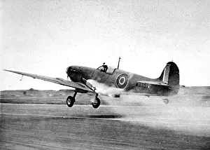 Seafire: Royal Navy Seafire taking off; Second World War, 1944