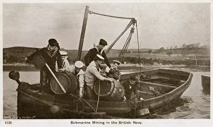 Dingy: Royal Navy Seamen practice mine laying