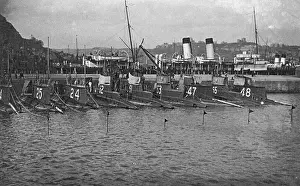 Harbours: Royal Navy submarines moored in Dover harbour