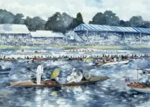 Punt: Royal Regatta, Henley ' boats on river