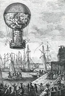 Combination: de Rozier's 'Combination' balloon over seaport