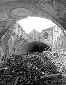 Collapsed: Rubble in collapsed Antiquarium, Munich, WW2