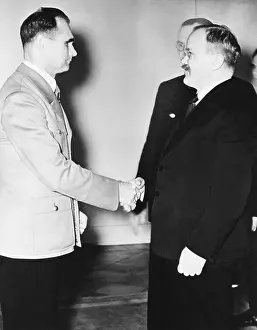 Presumed: Rudolf Hess (left) greeted Russian Premier Vyacheslav
