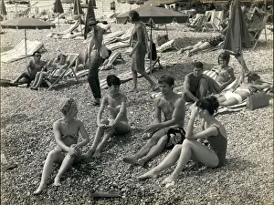 Nureyev: Rudolf Nureyev taking break from rehearsing, Nice beach