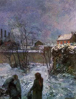 Carcel: Rue Carcel in Snow, by Gauguin