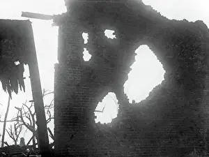 Brickwork: Ruined brickwork in Le Barque, Western Front, WW1