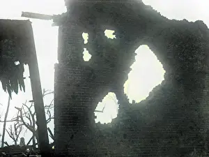 Brickwork: Ruined brickwork in Le Barque, Western Front, WW1