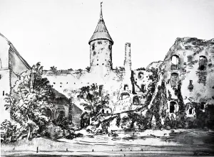 Deutschen: Ruined Castle at Haspal by Hans list. Published