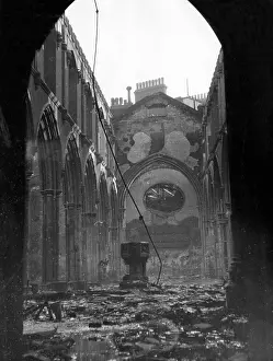Cripplegate: Ruined interior of Cripplegate Church, London - WW2, Blitz