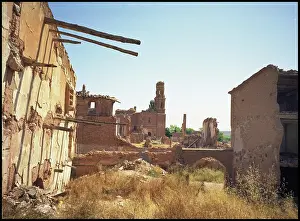 Desolate: Ruins with distant church, Belchite, Spain