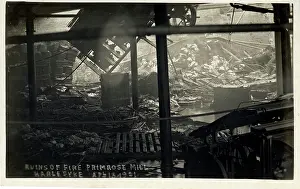 Primrose: Ruins after Fire at Primrose Mill, Harle Syke, Burnley, Engl