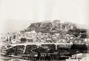Pantheon: Ruins of Pantheon on top of the Acropolis, Athens Greece