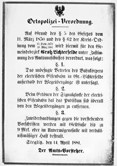 Regulation: Rules for the operation of the first electric tram in Berlin
