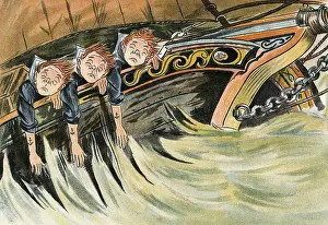 Seasick: Three runaway schoolboys are very seasick