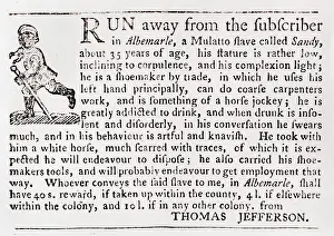 Mulatto: Runaway slave advertisement posted by Thomas