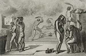 Vernier: Russian baths. Engraving, 19th century