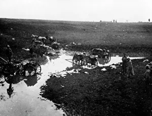 Chernyshevskoye: Russian carts stuck in the marsh, 1914