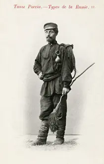 Chimneysweep: Russian Chimneysweep with his broom and rope