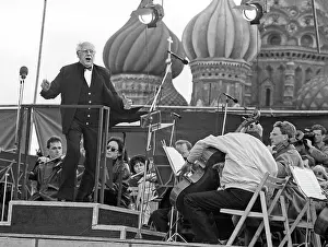 Featured: Russian conductor Mstislav Rostropovich in Red Square, 1993