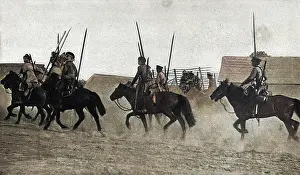 Rallying: Russian Cossack soldiers, eastern front, WW1
