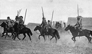 Rallying: Russian Cossack soldiers, eastern front, WW1