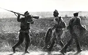 Threatening: Russian deserters forced back, WW1