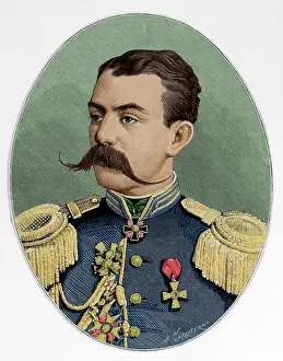 1877: Russian general Astrukoff. Colored engraving, 1877