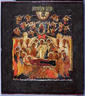 Coating: Russian icon: Dormition of the Virgin